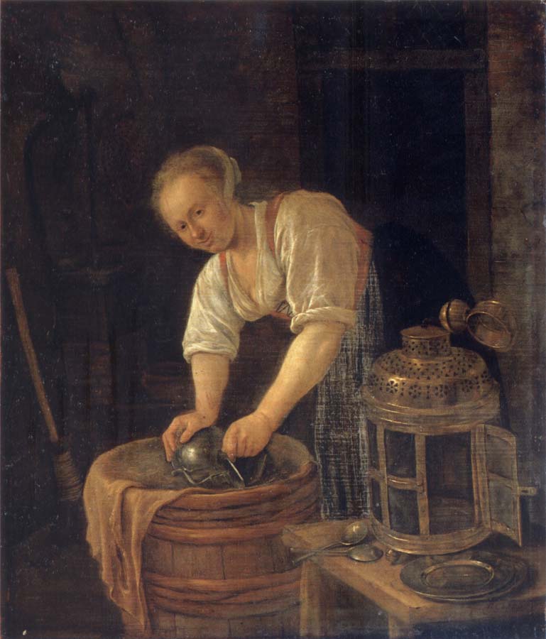 Woman sourig a pot